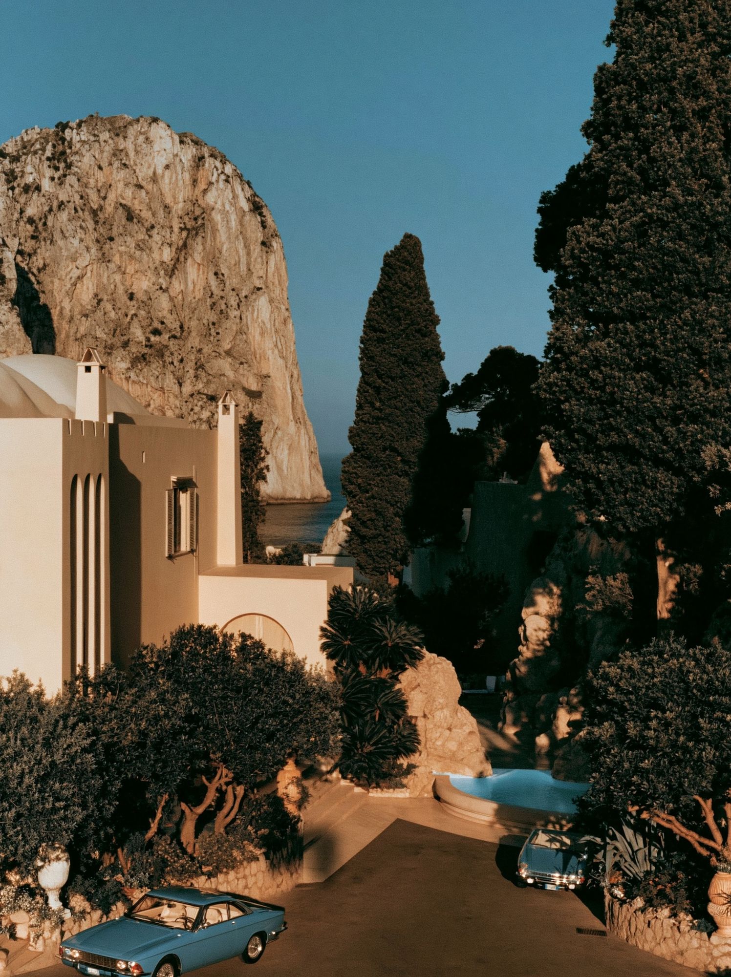 Mediterranean Cliffside Villa Photography Poster. poster detail