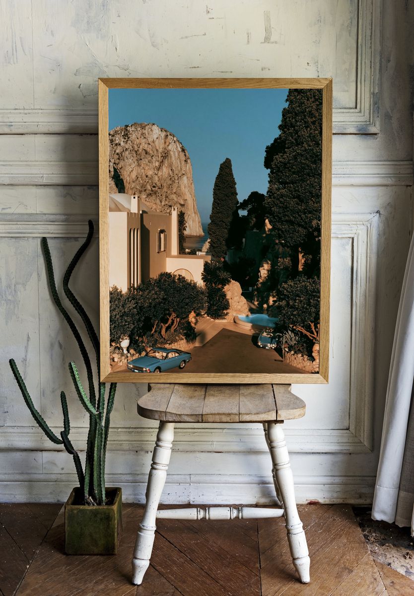 Mediterranean Cliffside Villa Photography Poster. room preview