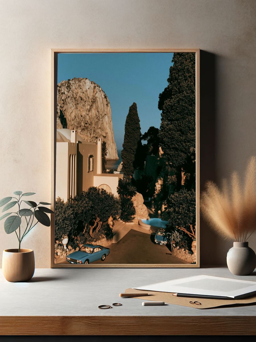 Mediterranean Cliffside Villa Photography Poster. — room view 2