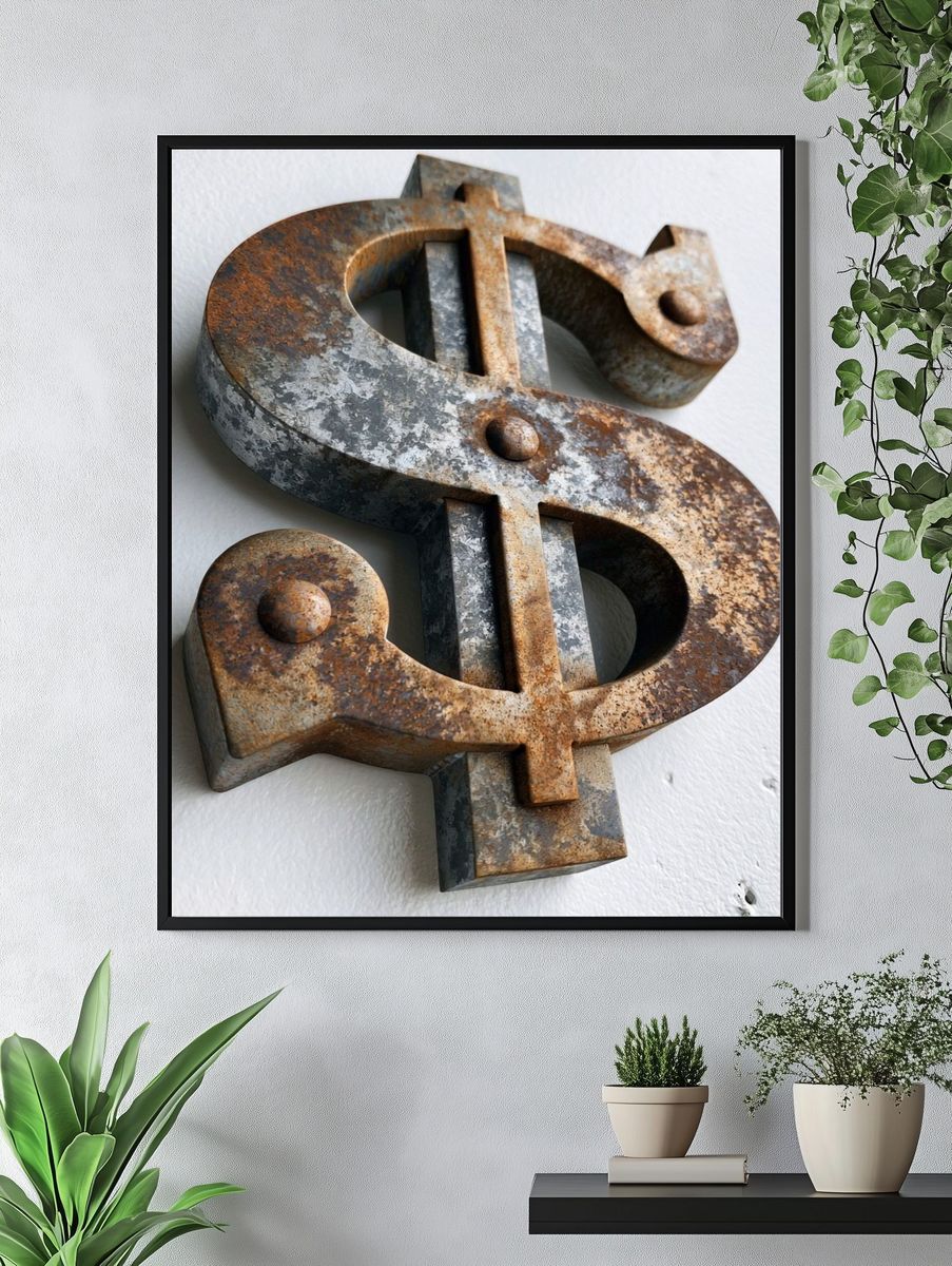 Rusty Dollar Sign Photography Poster. — room view 4
