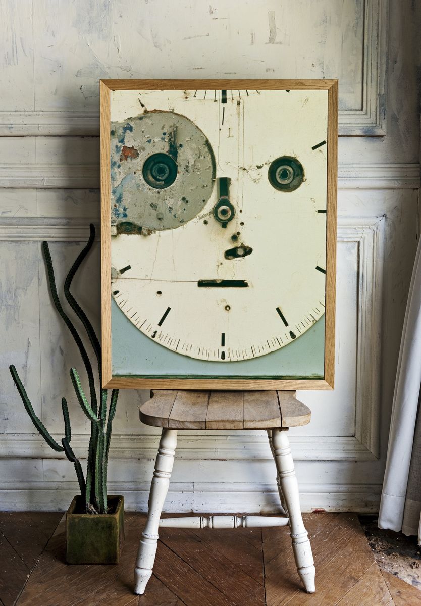 Industrial Clock Face Photography Print. room preview