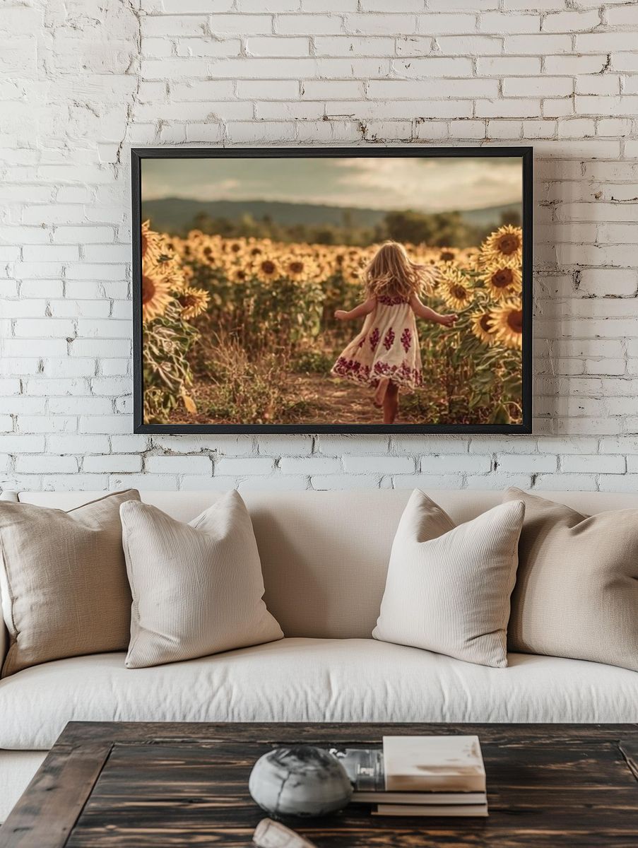 Sunflower Field Girl Photography Poster. — room view 1