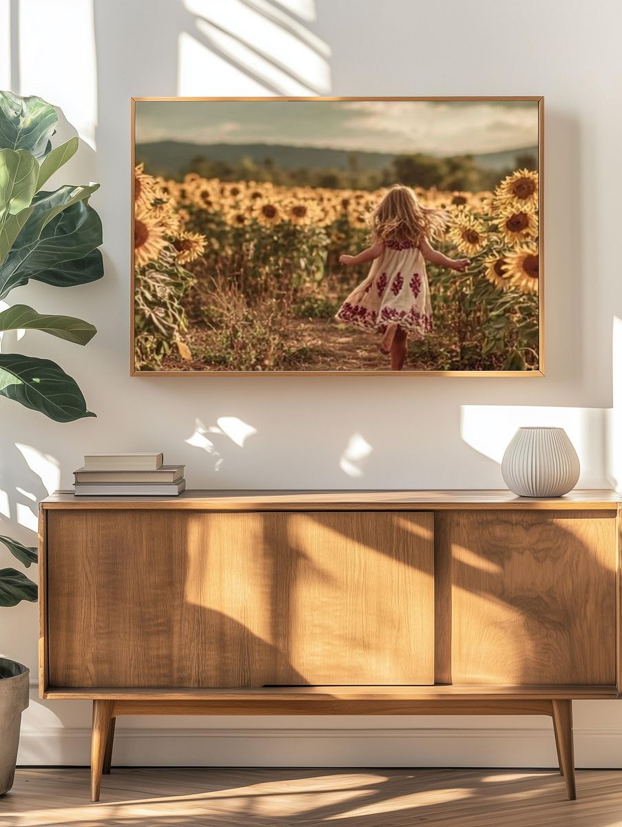 Sunflower Field Girl Photography Poster. — room view 3