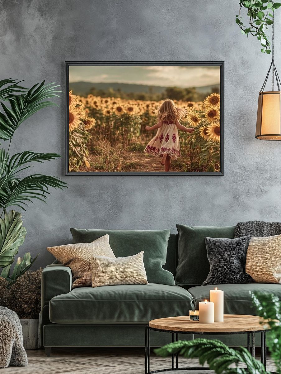 Sunflower Field Girl Photography Poster. — room view 4