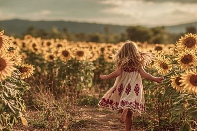 Sunflower Field Girl Photography Poster. poster