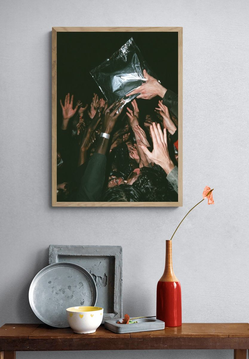 Crowd Hands Night Photography Poster. — room view 3