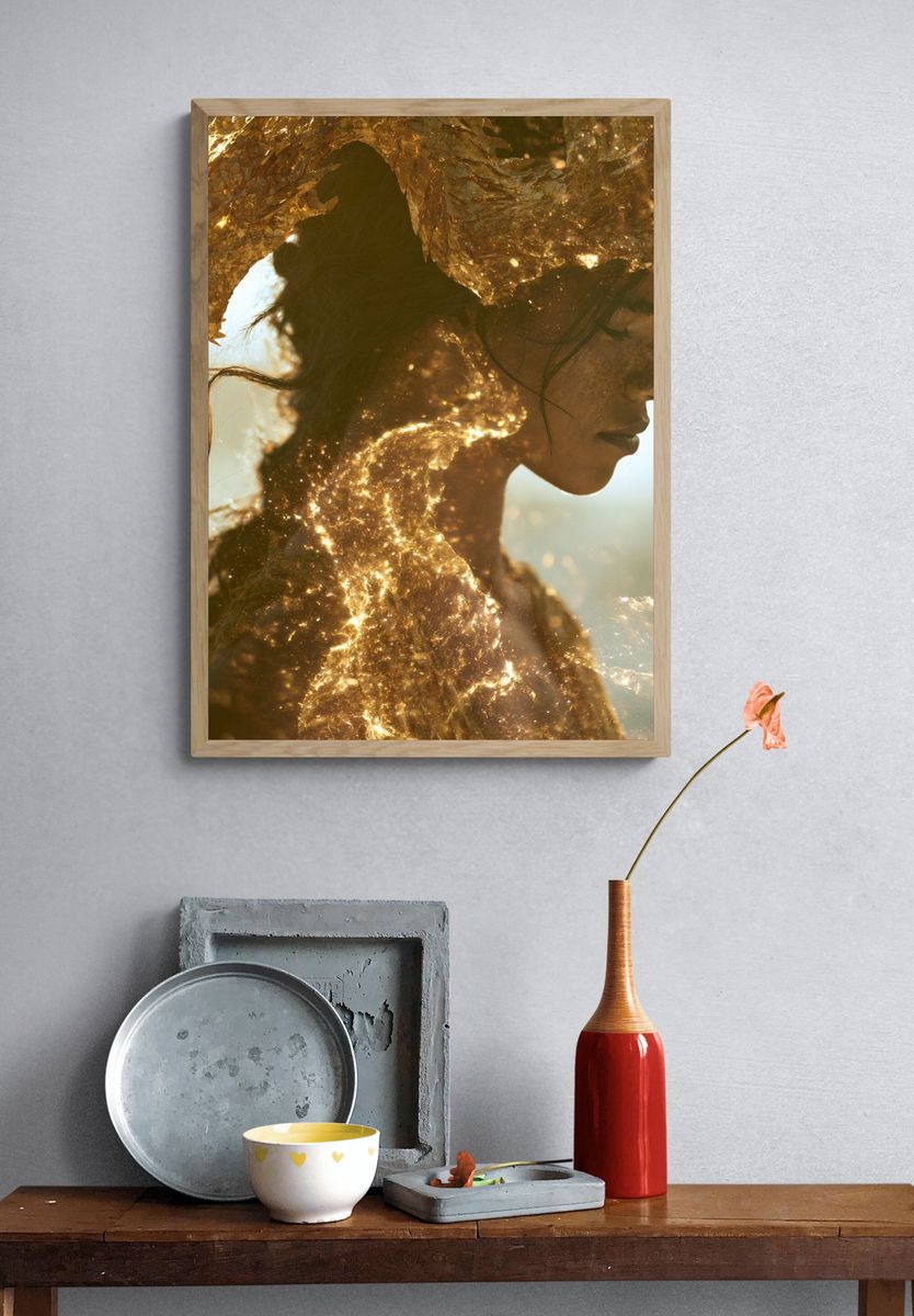 Golden Woman Portrait Print. — room view 3