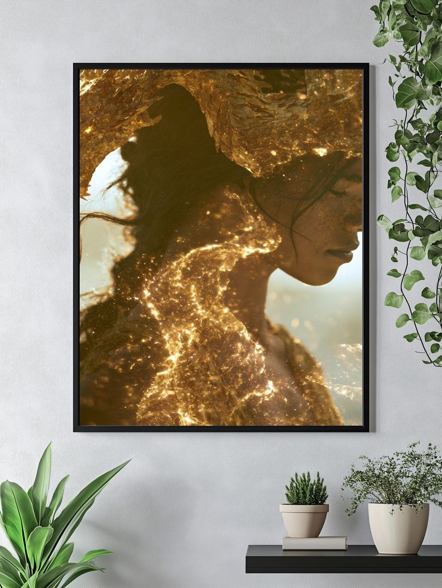 Golden Woman Portrait Print. — room view 4