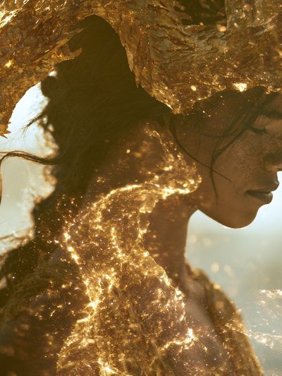 Golden Woman Portrait Print. poster