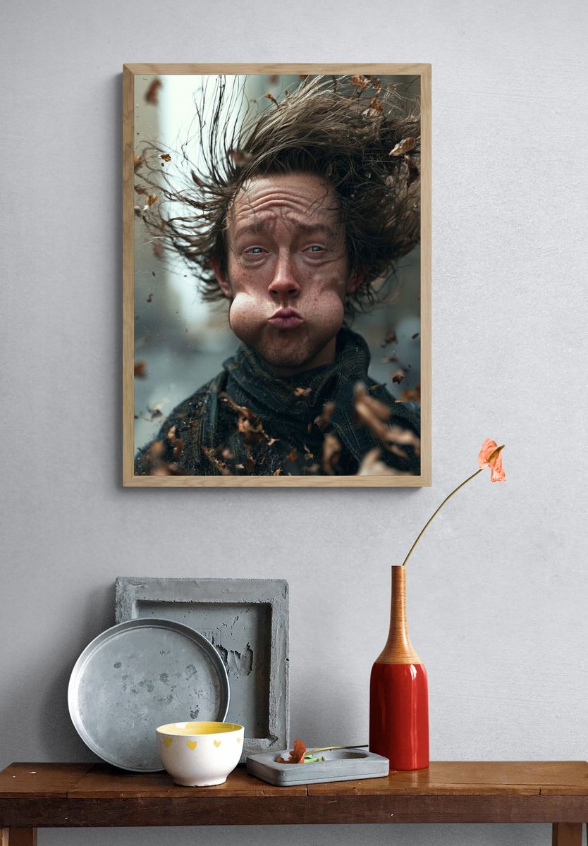 Surreal Windblown Portrait Print. — room view 3