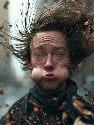 Surreal Windblown Portrait Print. poster