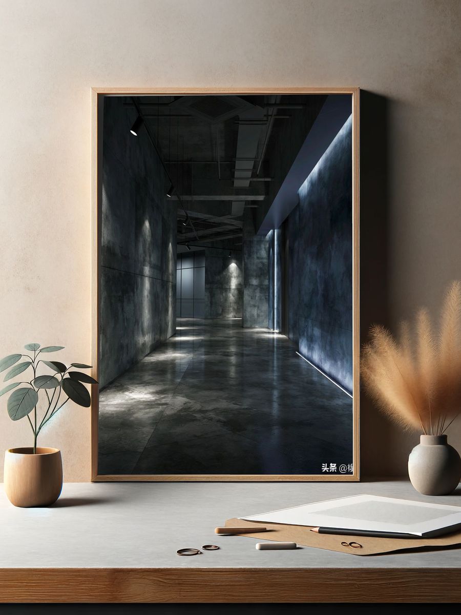 Industrial Corridor Photography Poster. — room view 2
