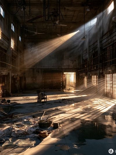 Abandoned Industrial Hallway Photography Poster. poster
