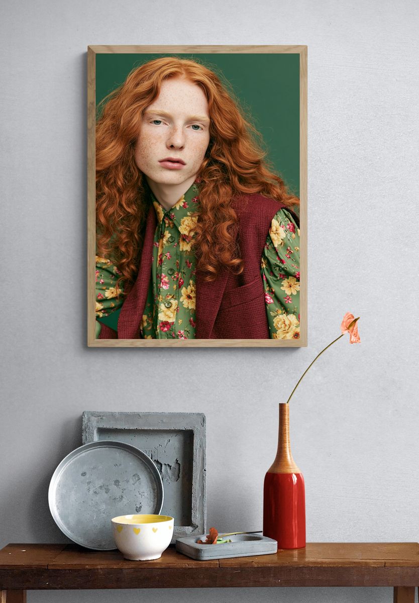Freckled Redhead Portrait Print. — room view 3