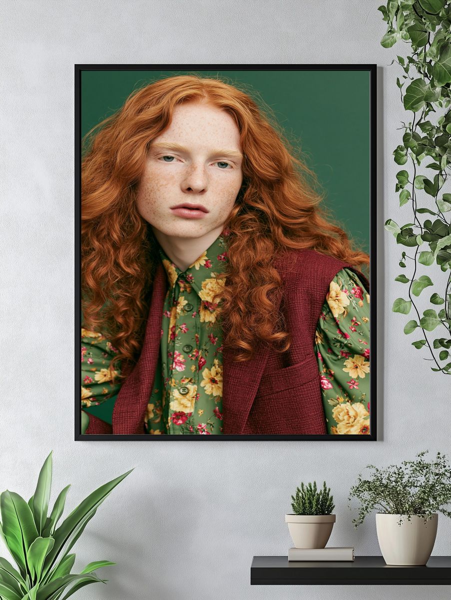 Freckled Redhead Portrait Print. — room view 4
