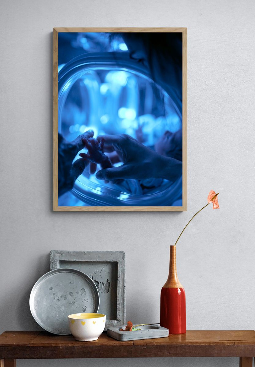 Newborn Hand in Incubator Photography Poster. — room view 3