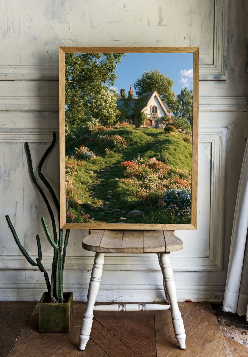 Flower Cottage Garden Photography Poster. room preview