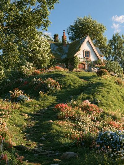 Flower Cottage Garden Photography Poster.