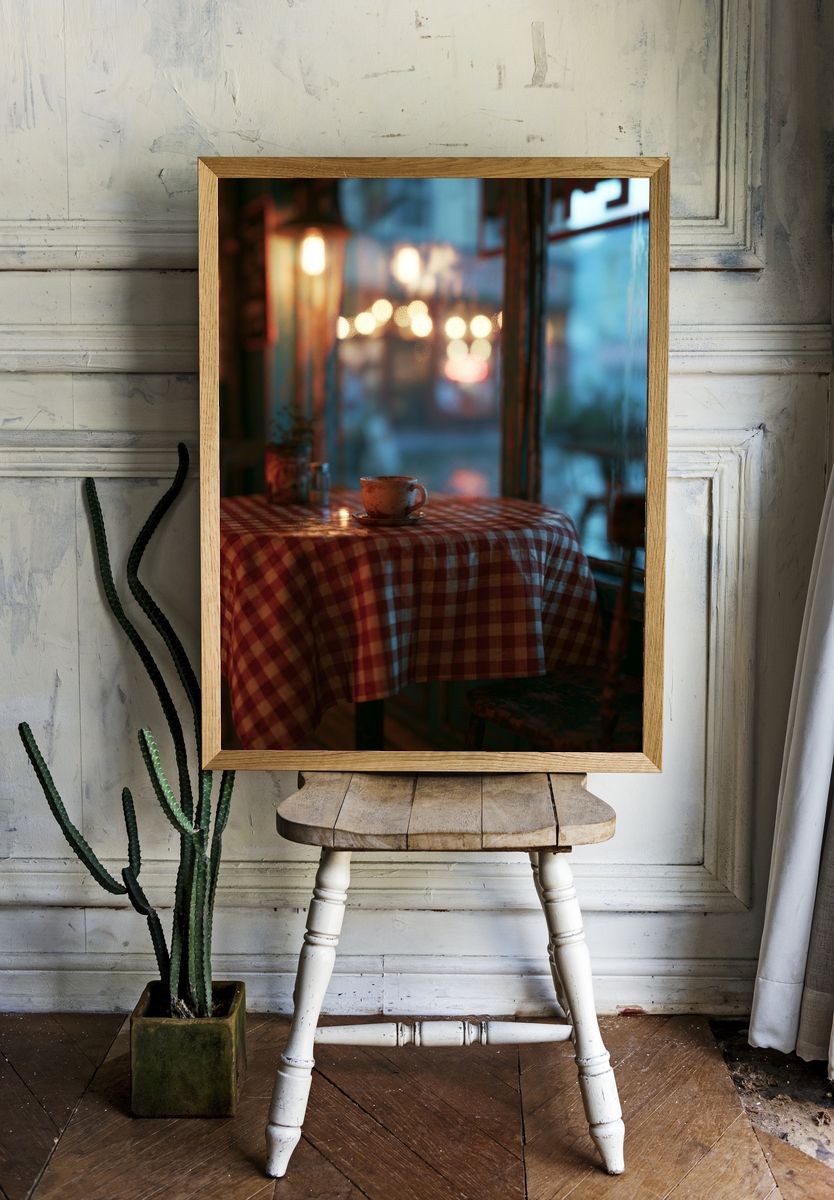 Cozy Café Table Photography Poster. — room view 1
