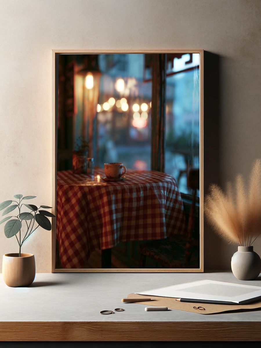 Cozy Café Table Photography Poster. — room view 2