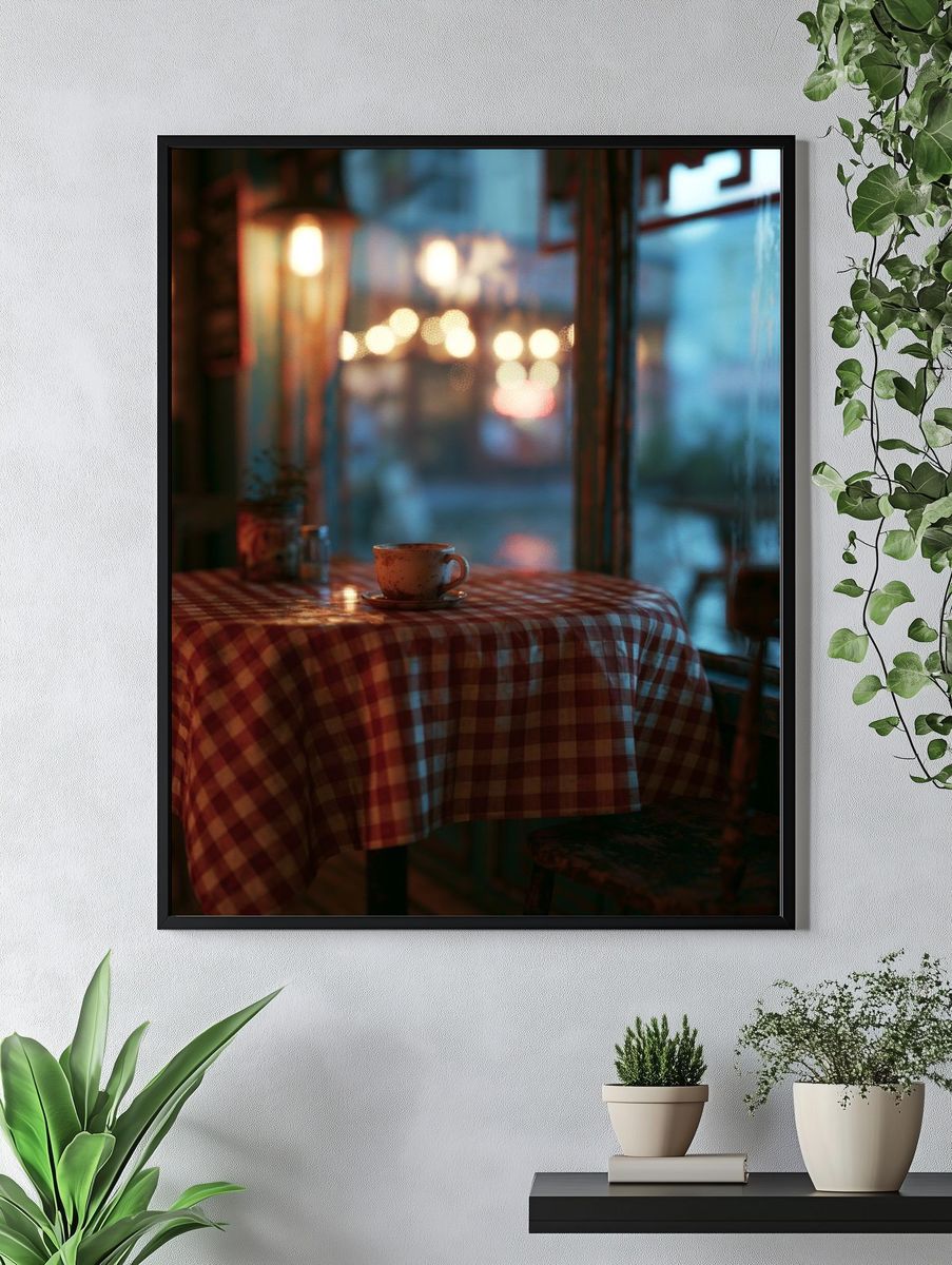 Cozy Café Table Photography Poster. — room view 4
