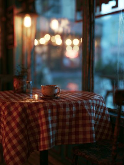 Cozy Café Table Photography Poster.