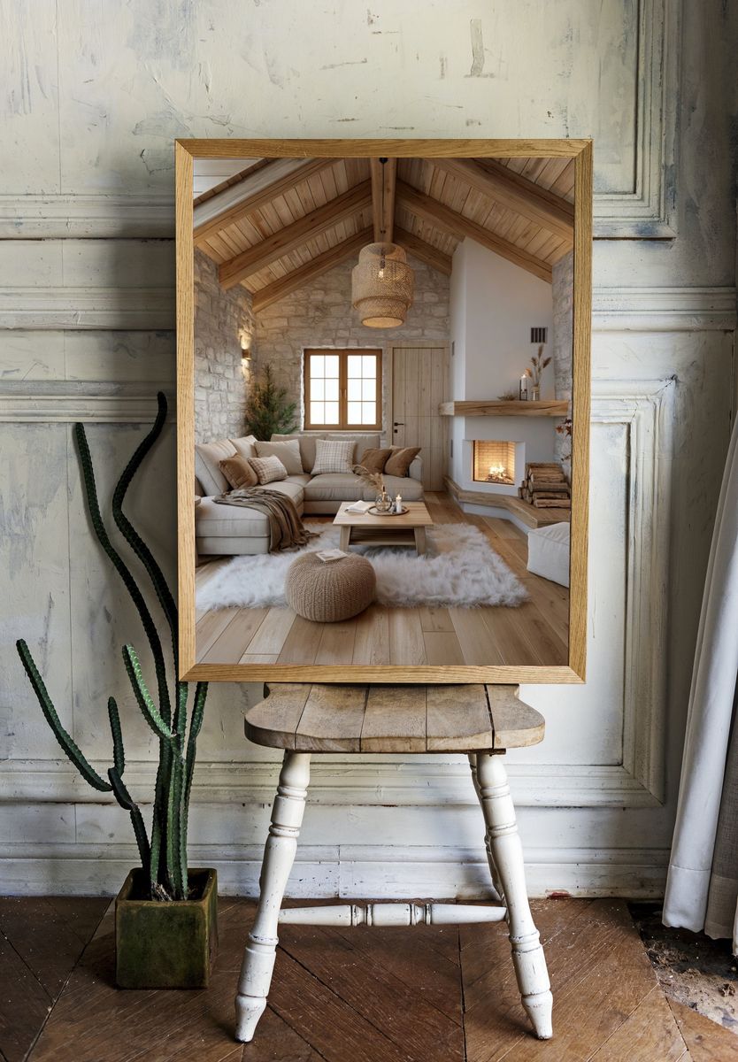 Cozy Rustic Living Room Photography Poster. room preview