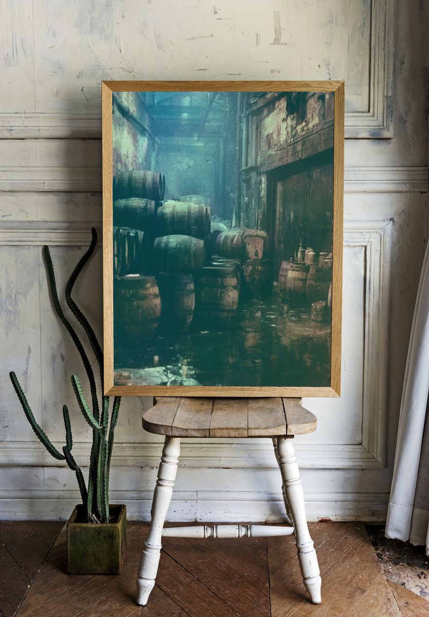 Moody Barrel Alley Photography Poster. room preview
