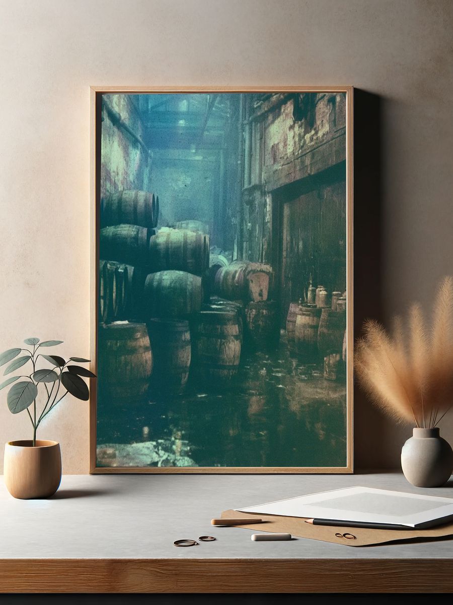 Moody Barrel Alley Photography Poster. — room view 2