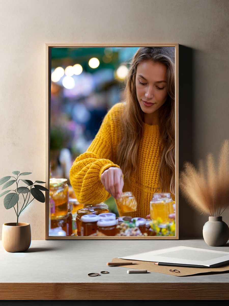 Honey Market Portrait Photography Poster. — room view 2