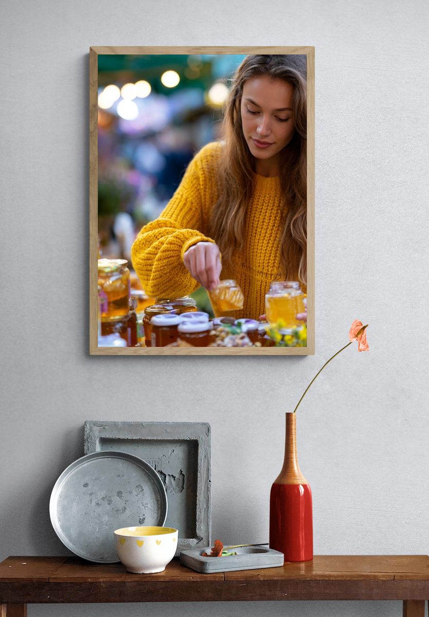 Honey Market Portrait Photography Poster. — room view 3
