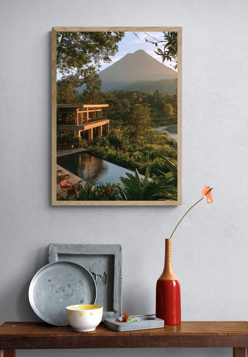 Tropical Mountain Resort Landscape Print. — room view 3