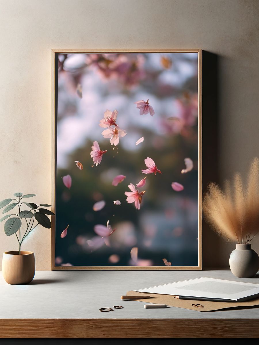 Cherry Blossom Drift Photography Poster. — room view 2