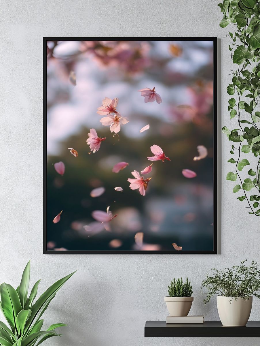 Cherry Blossom Drift Photography Poster. — room view 4