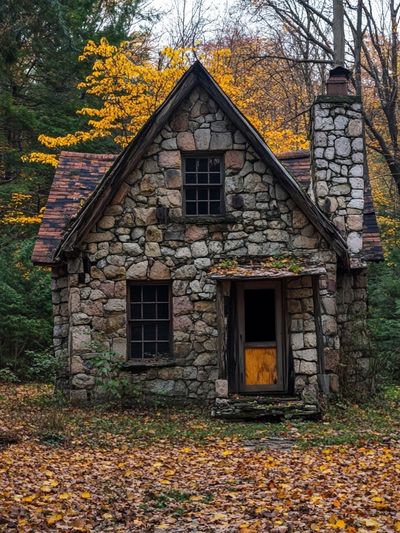 Autumn Stone Cottage Photography Poster. poster