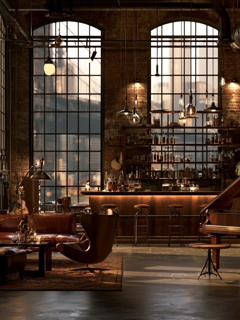 Industrial Loft Lounge Photography Poster. poster detail