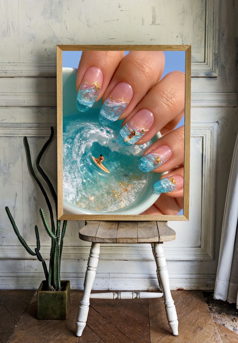 Ocean Nail Art Photography Poster. room preview
