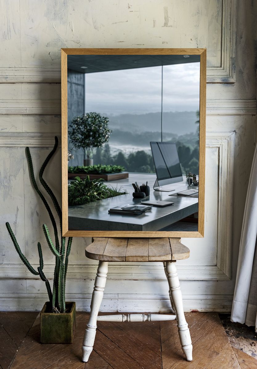 Modern Office with Mountain View Print. room preview