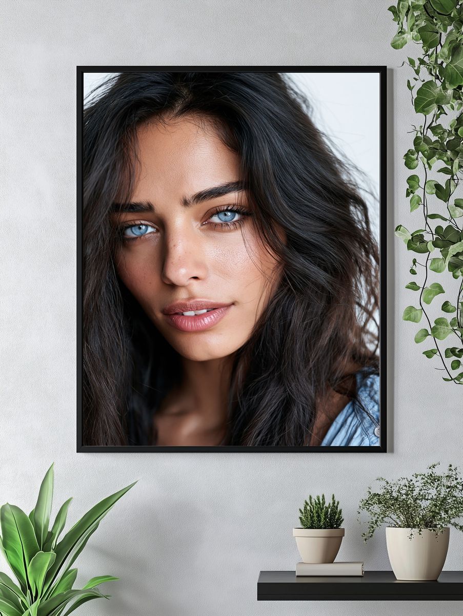 Blue-Eyed Woman Portrait Poster. — room view 4