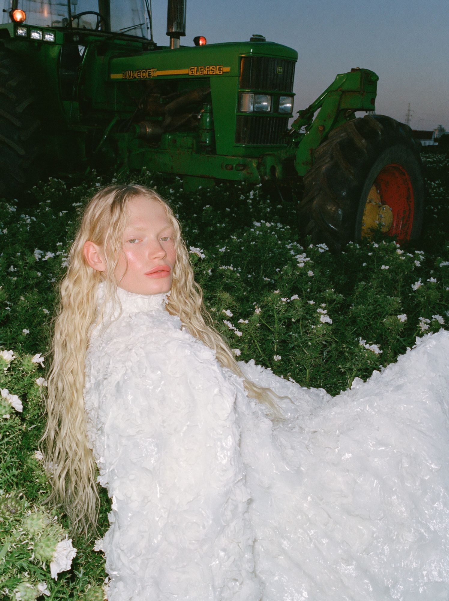 Fashion Portrait with Tractor Poster. poster — photography art