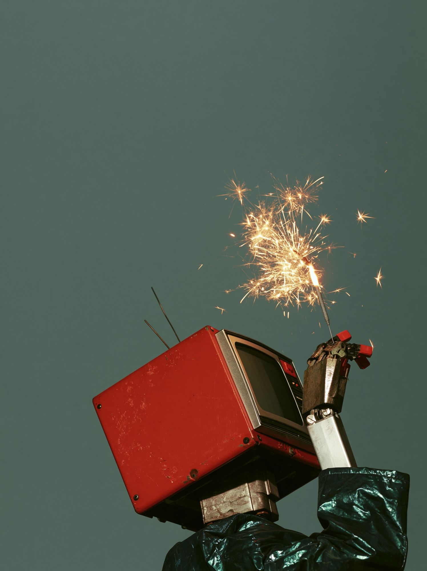 Robot Sparkler Photography Poster. poster detail