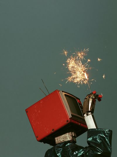 Robot Sparkler Photography Poster. poster