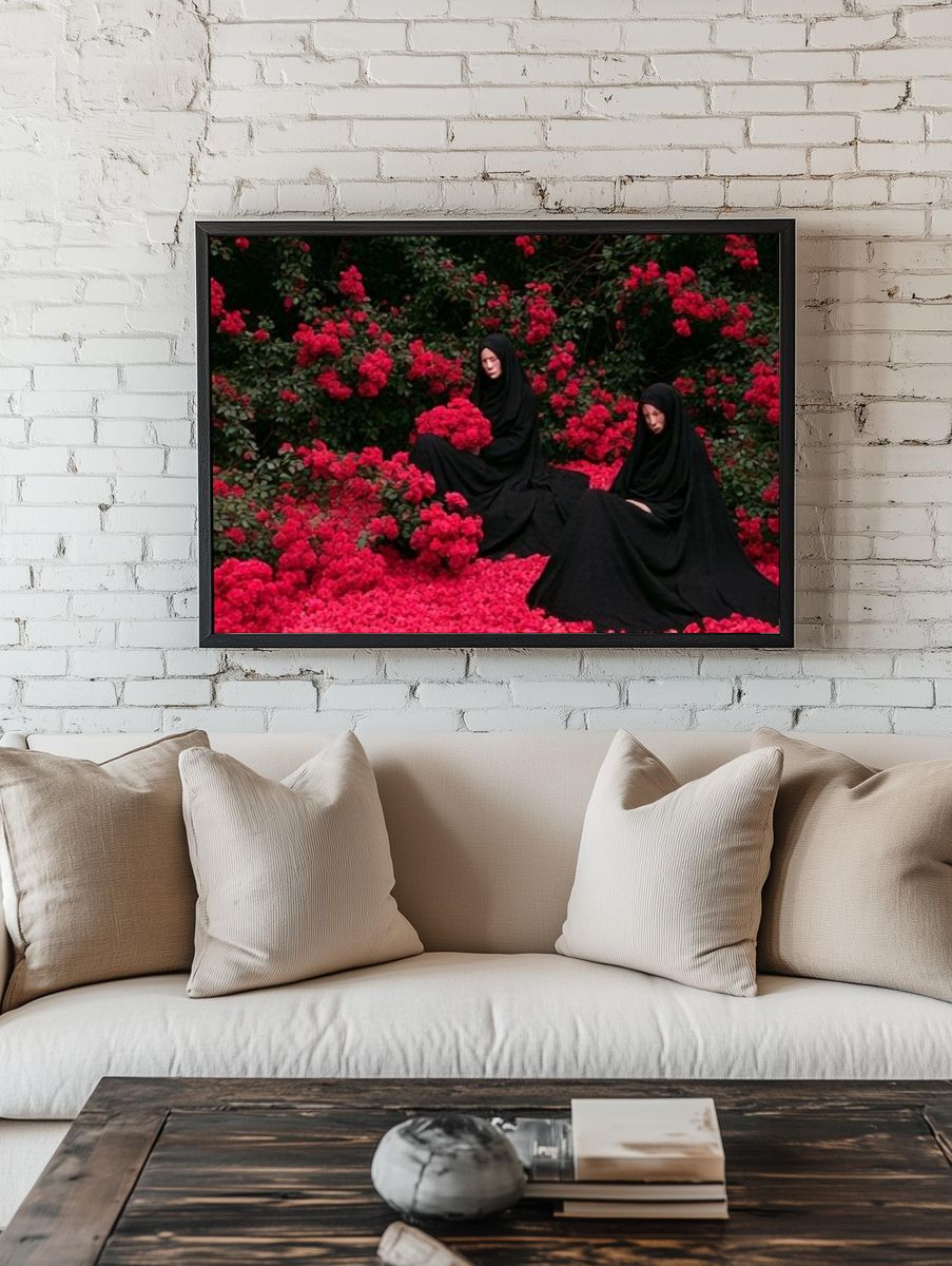 Black Veil in Rose Garden Poster. — room view 1