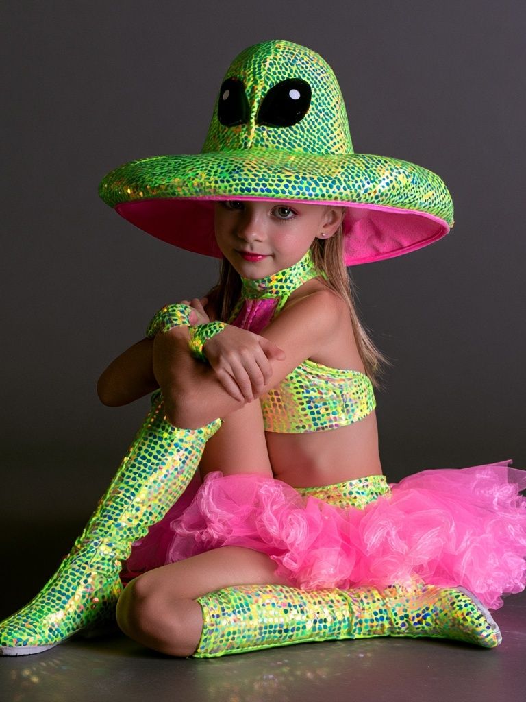 Neon Alien Costume Portrait Print. poster detail