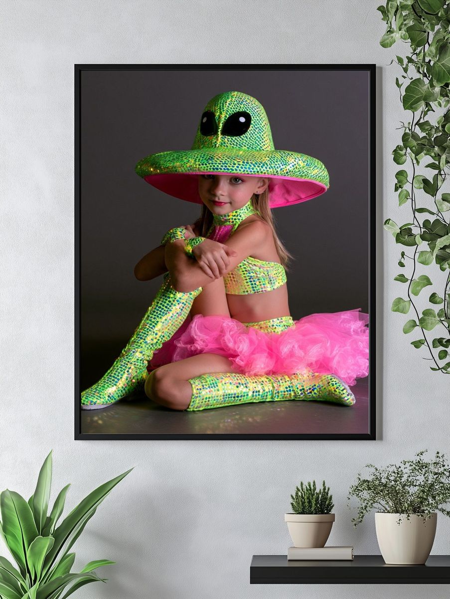 Neon Alien Costume Portrait Print. — room view 4