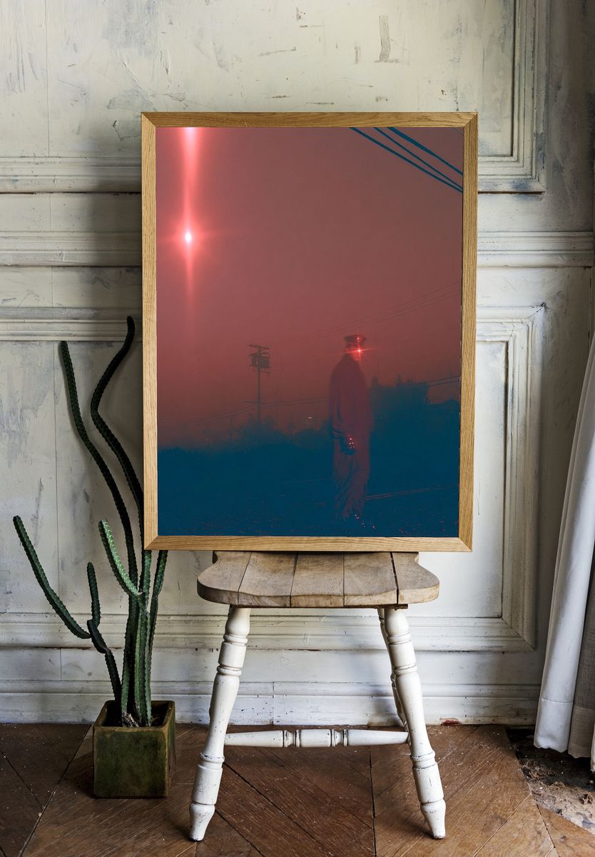 Neon Fog Figure Photography Poster. room preview