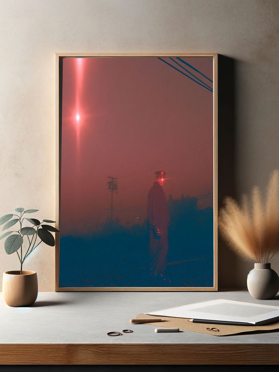 Neon Fog Figure Photography Poster. — room view 2