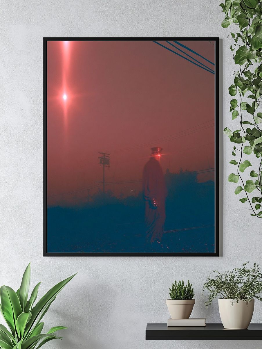 Neon Fog Figure Photography Poster. — room view 4