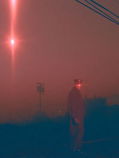 Neon Fog Figure Photography Poster.