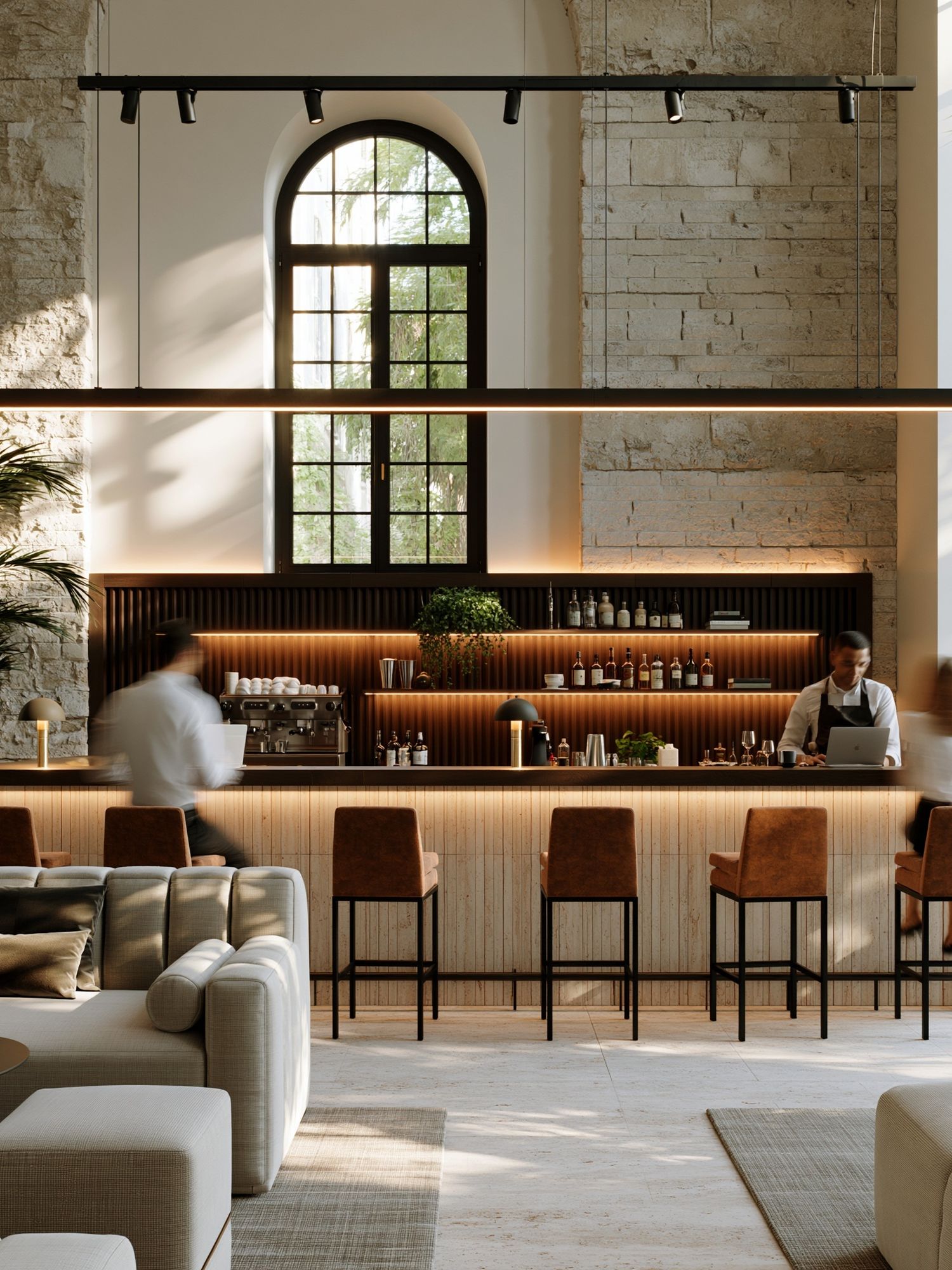 Elegant Hotel Bar Interior Photography Print. poster detail